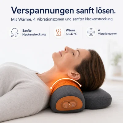 Nackenmassagegerät mit Wärme, Vibration & sanfter Streckung