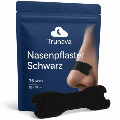 Nasenpflaster Schwarz, 35 Stück – 56 × 18 mm, Einmalgebrauch, bis zu 12 Stunden