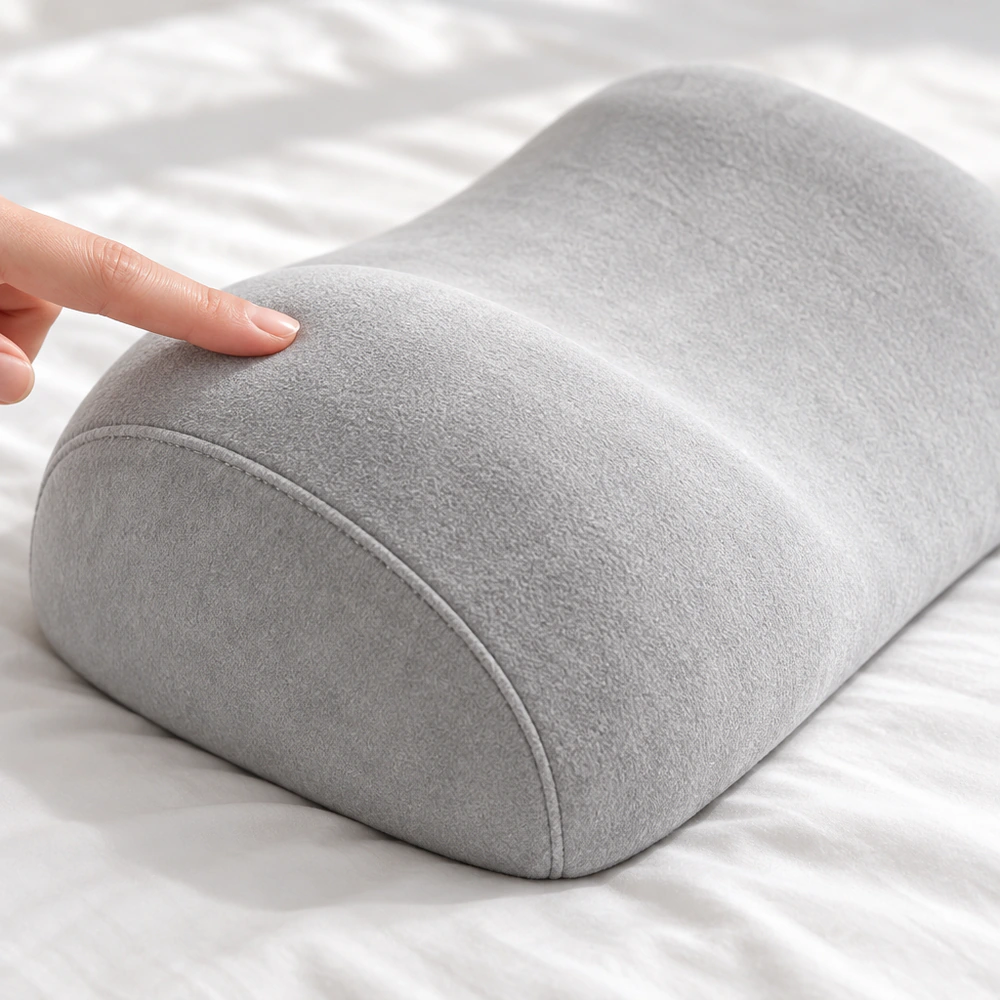 Beinhochlagerungskissen Memory Foam, ergonomisch, 55 × 30 × 14,5 cm, hellgrau, Baumwollbezug waschbar – Bild 3