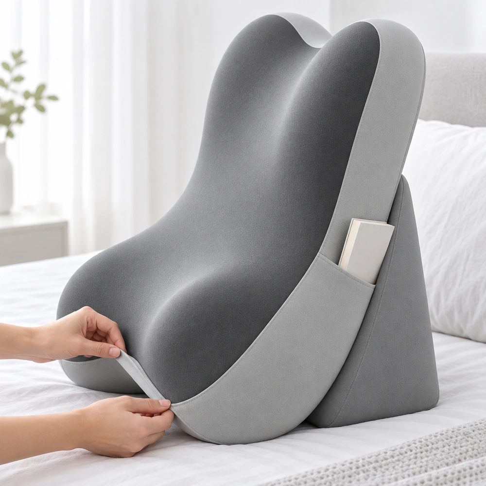 Lesekissen fürs Bett mit Memory-Schaum, herausnehmbarer Nackenstütze & Seitentaschen, 60 × 45 cm – Bild 9