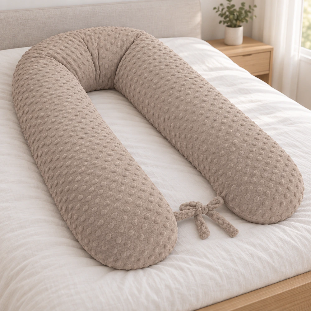 U-förmiges Schwangerschaftskissen 170 cm – Seitenschläferkissen mit Minky-Bezug, waschbar – Bild 8